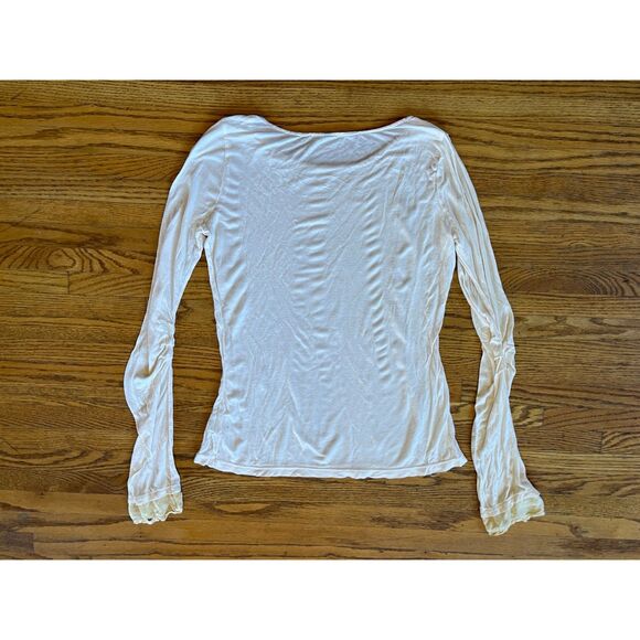 JAMES PERSE Los Angeles Cream Silk Rayon Rusched T Shirt Tee  Women's Size 4 XL - Picture 8 of 12